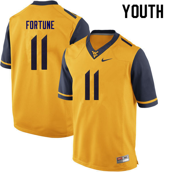 Youth #11 Nicktroy Fortune West Virginia Mountaineers College Football Jerseys Sale-Gold - Click Image to Close